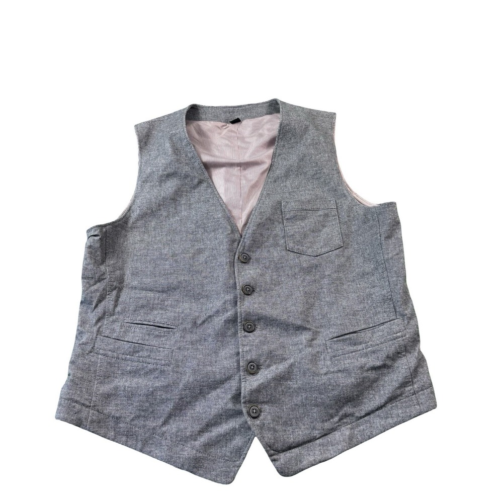 Hugo Boss Gray Puppytooth Cotton Mens Waistcoat Size 46R